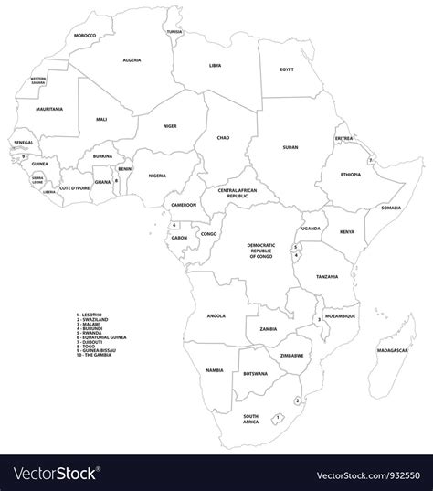 Outline Map Of Africa With Countries Map Vector