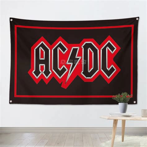 Acdc Rock Band Hanging Art Waterproof Cloth Polyester Fabric 56x36