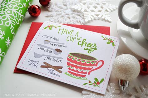 Have A Cup Of Cheer Seasonal Folded Note Cards Christmas Etsy