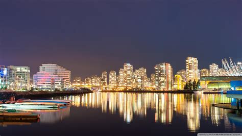 Beautiful Vancouver Reflections At Night Wallpaper Nature And