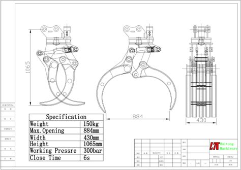 Excavator Rotating Grapple Log Grab Timber Grapple Huitong Manufacturer