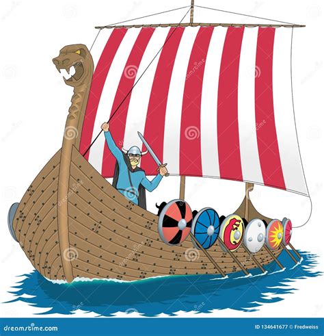 Viking Ship Vector Illustration Stock Vector Illustration Of Viking