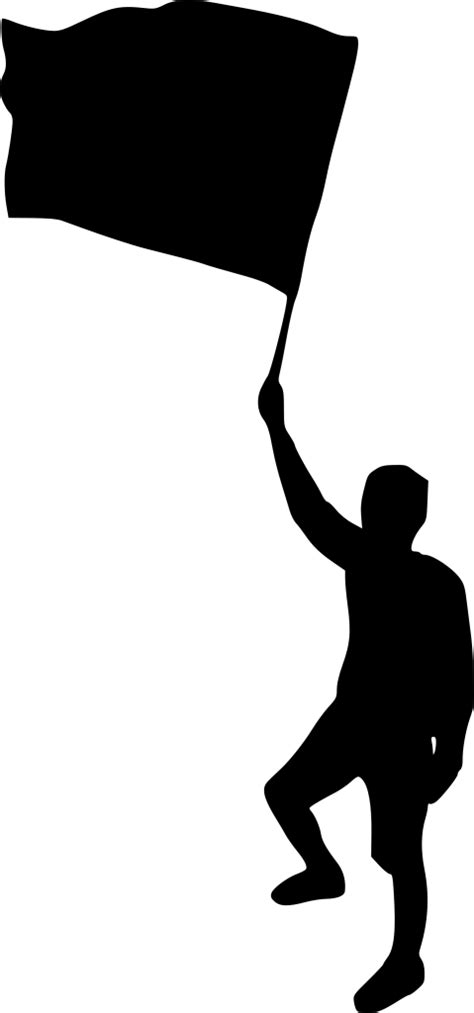 10 Person With Flag Silhouette Png Transparent