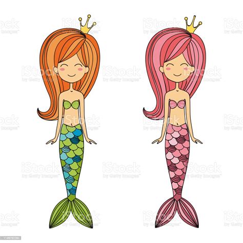 Beautiful Little Mermaid Princess Sea Theme Vector Illustration On A
