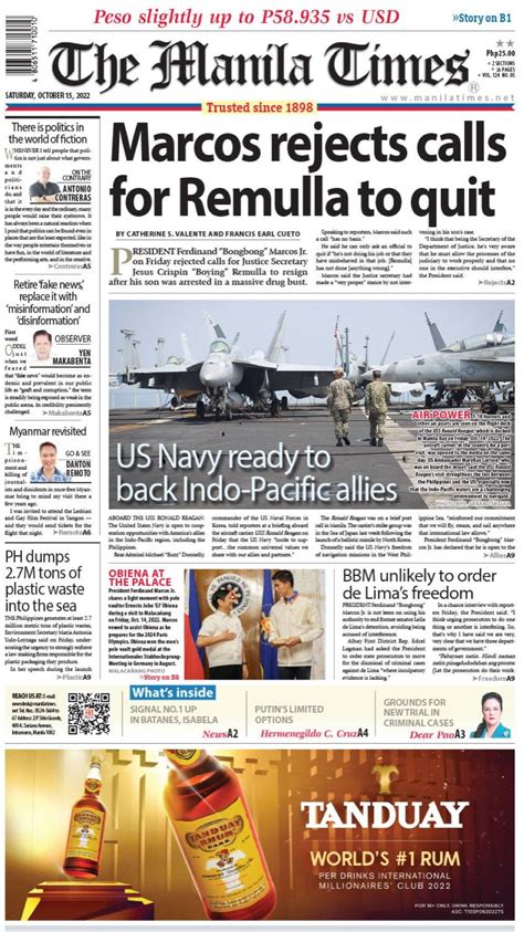The Manila Times Front Page October 15 2022 The Manila Times