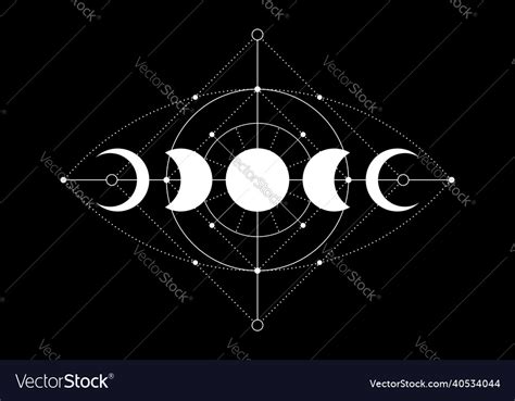 Celestial Magic Moon Phases Icons Sacred Geometry Vector Image