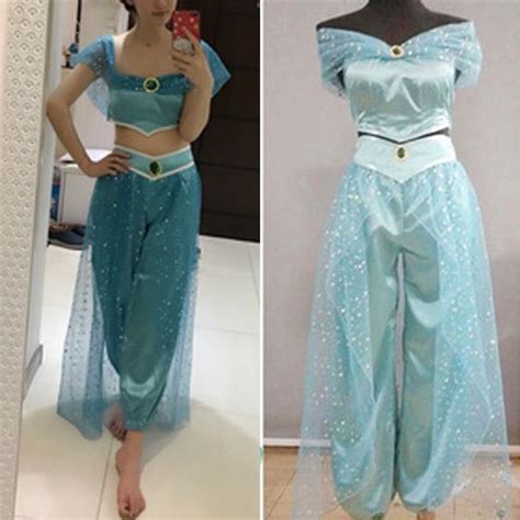 2019 Aladdin Jasmine Princess Cosplay Women Girl Fancy Dress Up Party