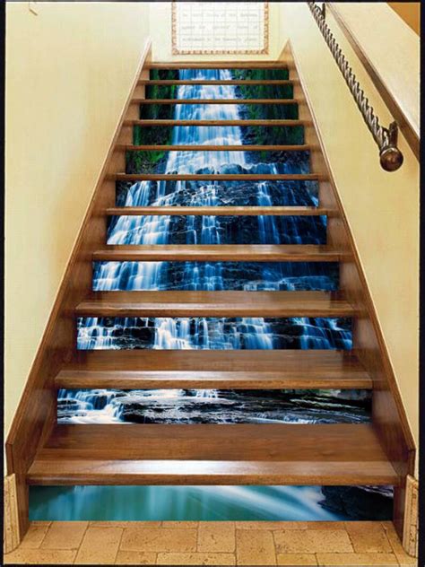 3d water fall stair sticker stair risers pvc sticker mural etsy