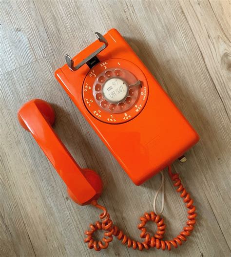 Vintage Orange Wall Rotary Phone Itt Mid Century Mod Retro Etsy Mid