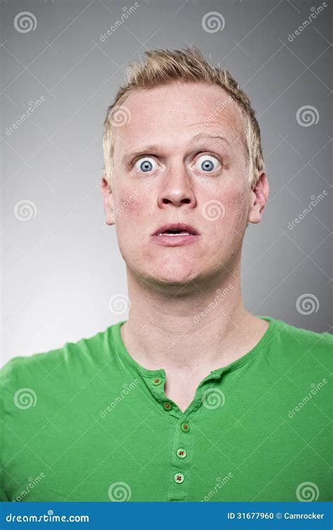 Wide Eyed Crazy Young Man Portrait Stock Photo Image Of Crosseyed