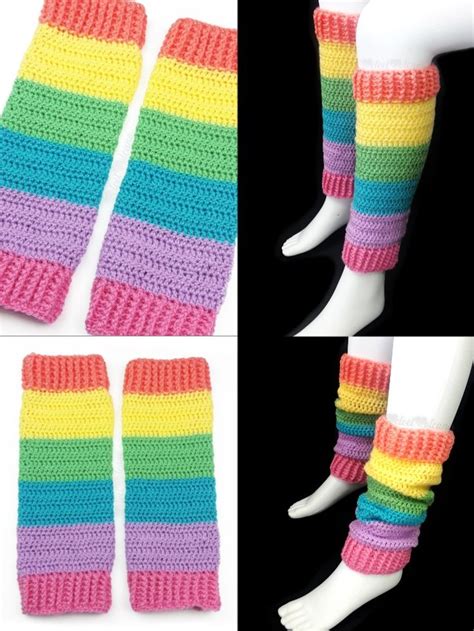 Pastel Rainbow Striped Leg Warmers Crochet Leg Warmers Free Pattern