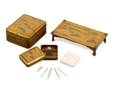 Asian Antiques Japanese Meiji Antiques Japanese Writing Box Set Ms