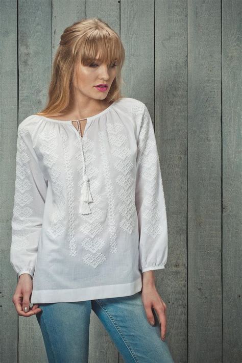 embroidered blouse white dream is a vyshyvanka with geometric pattern in the old ukrainian