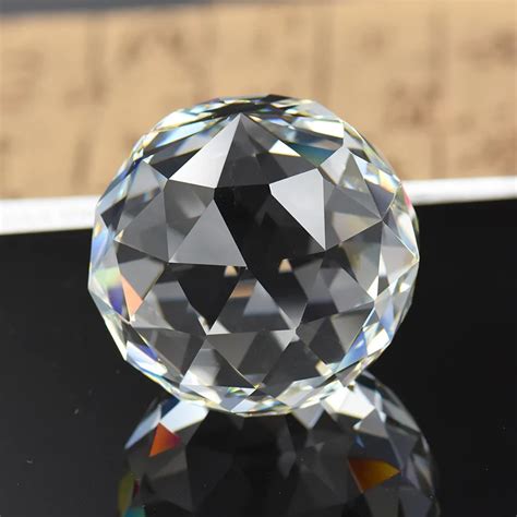 1pc 80mm Transparent Crystal Faceted Ball Glass Paperweight Fengshui