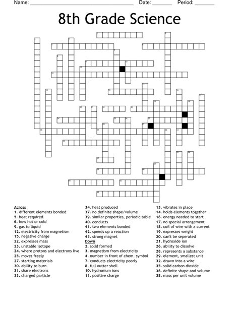 Free Printable Science Crossword Puzzles Printable Fo
