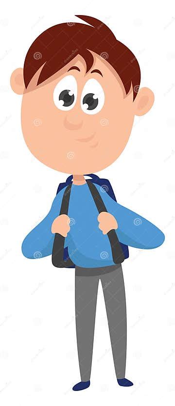 Boy Going To School Illustration Vector Stock Vector Illustration