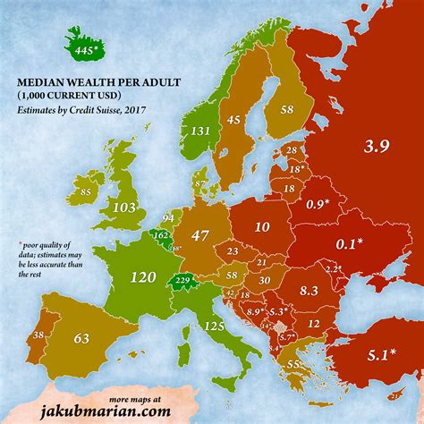 Wealth Per Adult By Country In Europe