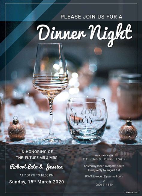 Dinner Night Party Invitation Template In Publisher Illustrator Pages