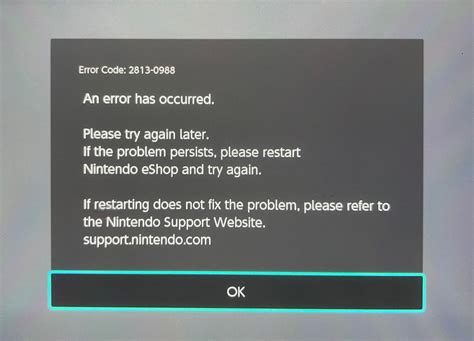 ¿cómo Reparar El Código De Error De Nintendo Switch 2813 0988