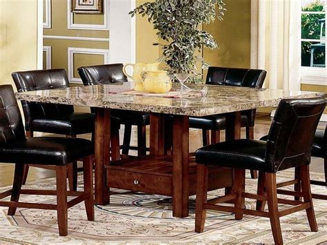 The set also comes with four high back chairs, each with foam padded seating and a neutral light crème fabric upholstery. Modern Dining Room Sets Granite Top Dining Table Storage ...