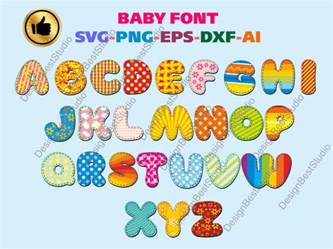 Baby Alphabet Svg Fonts Cutfile Baby Font Svg Monogram Etsy Uk