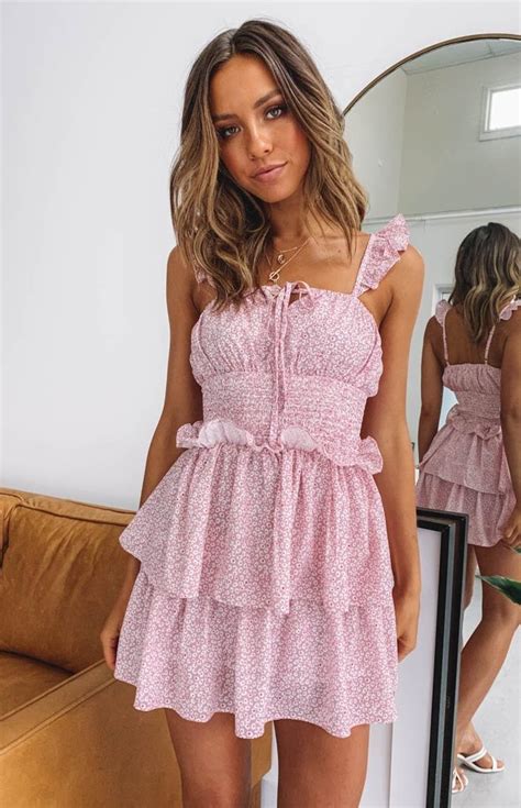 Raeleen Dress Pink Print Beginning Boutique Us Dresses Flowy Mini