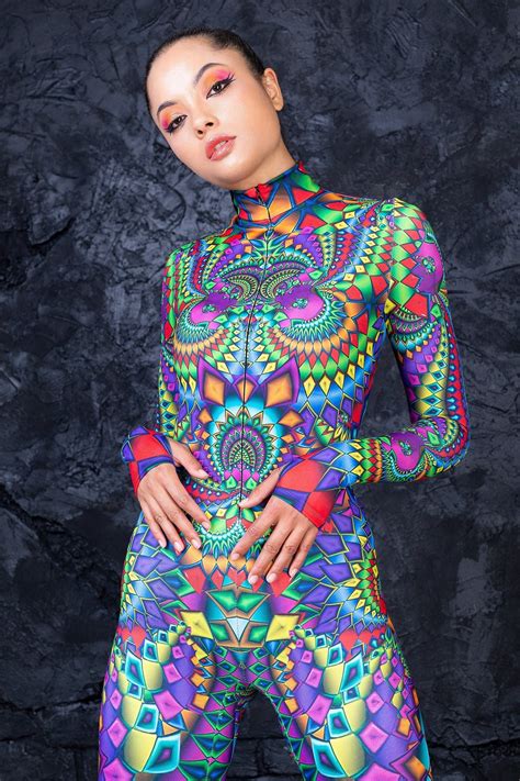 festival outfit women fractal costume rave bodysuit festival outfit psychedelic clothing