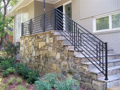 Iron handrail railings for steps 1 step iron handrails for outdoor steps. Outdoor Stone Steps and Iron Railing | HGTV