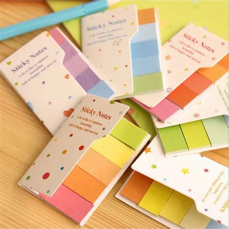 12 Pcs Lot Cute Rainbow Colored Sticky Notes Memo Pads N Times Bookmark