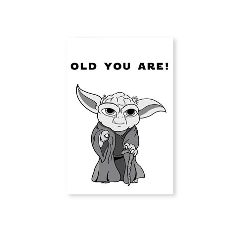Yoda Birthday Card Yoda Card Star Wars Card Funny Starwars Etsy