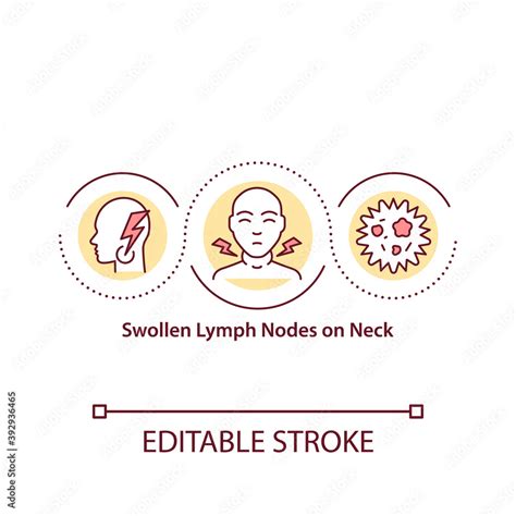 Swollen Lymph Nodes On Neck Concept Icon Strong Body Infection