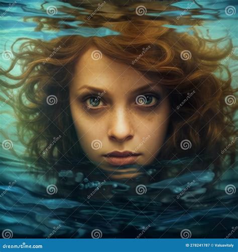 Portrait Of A Beautiful Red Hair Girl In The Swimming Pool 3d