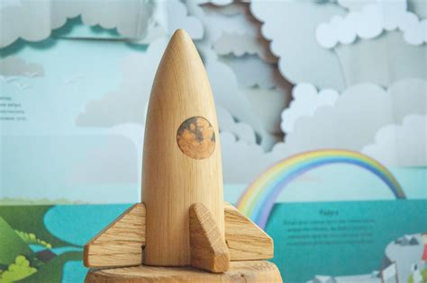 Wooden Rocket Toy Wooden Space Ship Pretennd To Play For Etsy