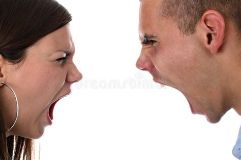 Young Couple Yelling At Each Other Isolated Stock Photo Image Of