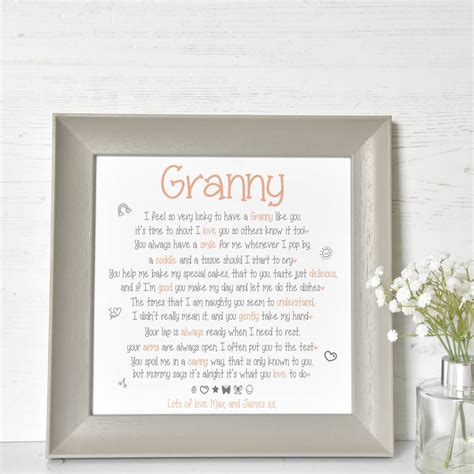 Personalised Grandmother Nanny Poem Print By Dotty Dora Designs