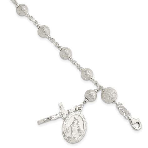 Sterling Silver Rosary Bracelet Inch Religious Fine Jewelry