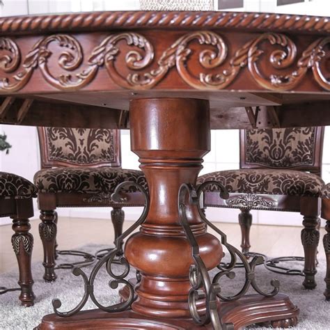 Bowery Hill Round Wood Pedestal Dining Table In Brown Cherry Bh 4752