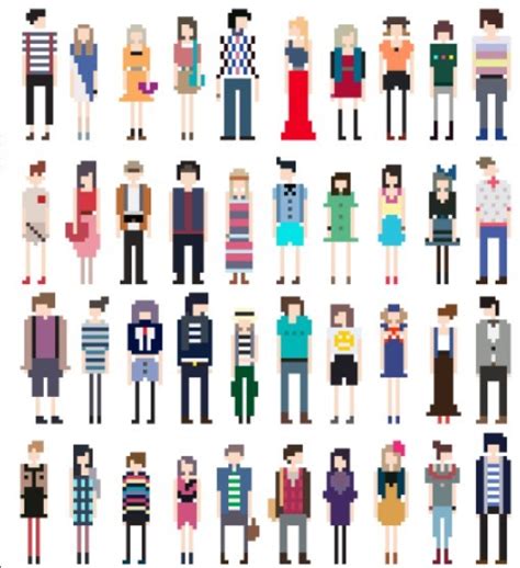 Free Vector Fashion Pixel People Collection 03 Titanui