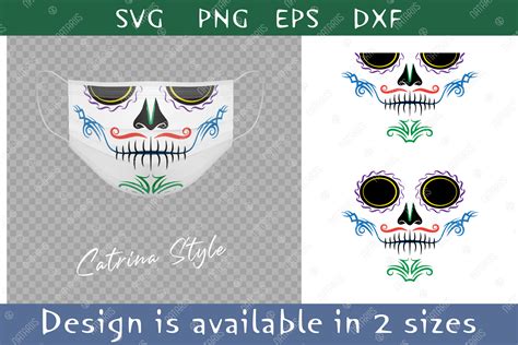 Svg Bundle 3 Elegant Sugar Skulls Designs For Face Mask By Natariis