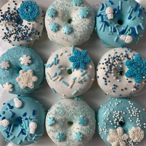 Frozen 1 Or Frozen 2 Winter Themed Mini Donuts Dozen Etsy