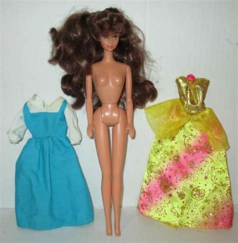 Vtg Mattel Disney Beauty And The Beast Belle Doll Barbie Dress