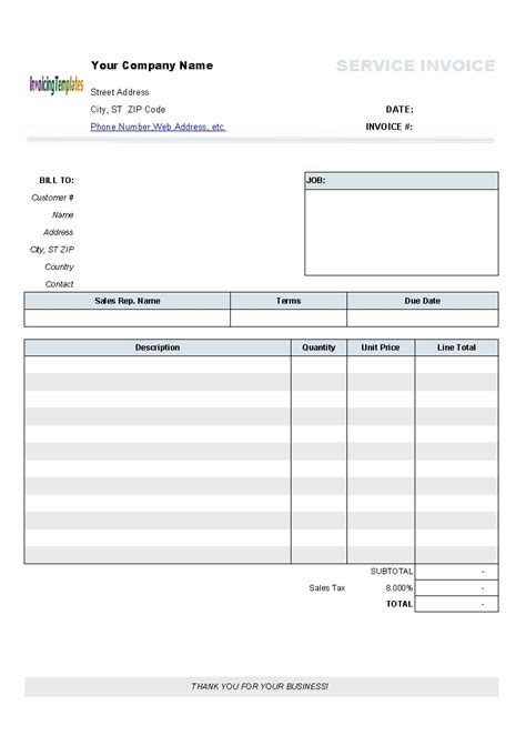 Blank Invoice Template For Microsoft Word Invoice Template Ideas