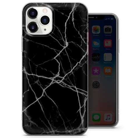 Black Colour Marble Phone Case Marble Cover For Iphone 13 12 Etsy Uk