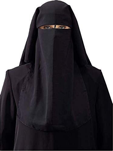 New 3 Layer Niqab Face Veil Burka 1 Piece Saudi Style With Satin Eye Cord