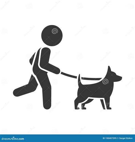 Man Walking Dog Icon On White Background Vector Stock Vector