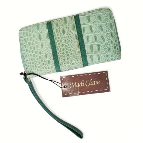 Madi Claire Bags Green Madi Claire Textured Genuine Leather Wallet