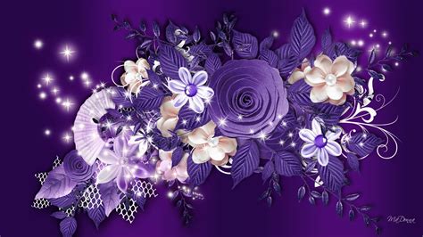 Free Download Purple Roses And Other Flowers On A Purple Background