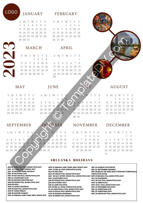 Sri Lanka Calendar 2023 With Holidays In Pdf Word And Excel