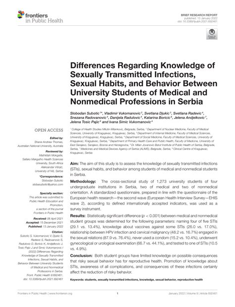 Pdf Differences Regarding Knowledge Of Sexually Transmitted