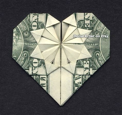 Money Origami Heart Folding Instructions Included Dollar Etsy In 2021